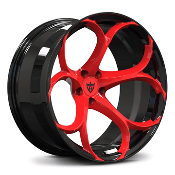 Red and black rims for Audi RS5, RVRN custom forged monoblock wheels series RV-MS016